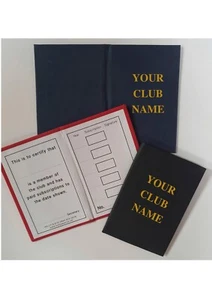 CLUB MEMBERSHIP CARDS HARDBACKED LINEN GOLD LETTERING PERSONALISED 5 YEAR X 400 - Picture 1 of 1