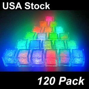 120PCS Glowing Flashing LED Ice Cubes for Club Bar Party Wedding Pool Decoration - Picture 1 of 10