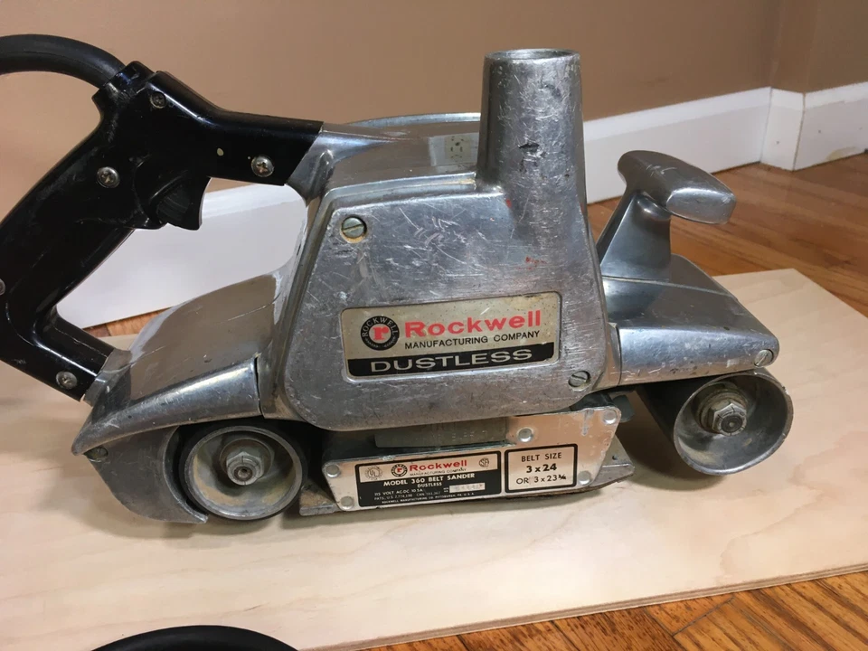**Vintage MCM ROCKWELL MODEL 360 BELT SANDER DUSTLESS 3 X 24 or 23 3/4 USA WORKS - Image 1 of 4