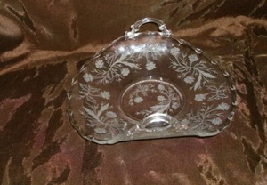 Vintage Fostoria Glass Etching Heather Crystal Muffin Tray Handle 9 1/2 in - Picture 1 of 3