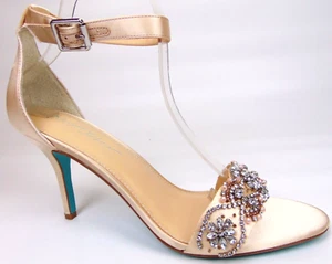 Betsy Johnson Womens Sb-Gina Dress Heels Sandals Size 12.0 M Champagne Satin NEW - Picture 1 of 13