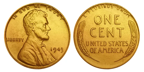 1943 Genuine Steelie WWII Lincoln Wheat Wartime Penny 24K GOLD PLATED (QTY: 10) Cover