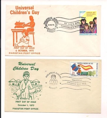 FDC 1973-1975 PAKISTAN - Lot of 2: Universal Children's Day - First day of issue - Image 1 of 2