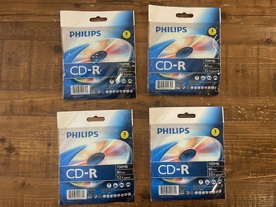 (4) Phillips CD-R Blank Disc 3-Pack 700MB 80Min 52x Speed Recordable FREE SHIP! - Image 1 of 4
