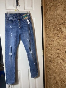 Aeropostale Distressed Button Fly Jegging Skinny Jeans Größe 4 - Bild 1 von 2
