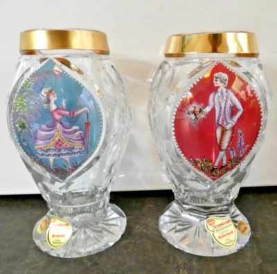 20680/ Joska 2 Vasen/Becher/Pokale Kristallglas geschliffen emailmalerei   15 cm - Bild 1 von 4