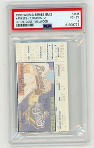 1999 WORLD SERIES NY NEW YORK YANKEES VS ATLANTA BRAVES GM. 2 TICKET STUB PSA 4 - Picture 1 of 1