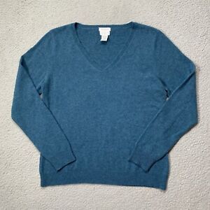 Jaclyn Smith Womens Sweater Large Blue 100% Cashmere V Neck Long Sleeve Soft