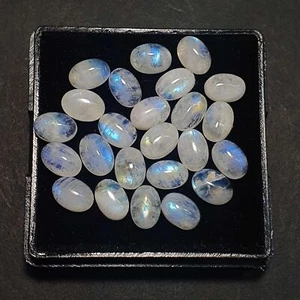 Natürlicher Regenbogen Mondstein Oval Cabochon Lose Edelstein Lot 72 Stck. 5x7 mm 72 Karat - Bild 1 von 4