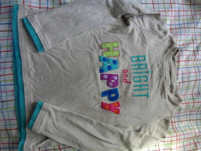 Camiseta Top Gymboree Niñas Manga Larga CREMA BEIGE COLOR LOGOTIPOS talla 12 Foto 1 de 4