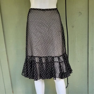 Ann Taylor LOFT Black Chiffon Ruffle Hem Skirt 4P Petite 4 - Picture 1 of 3
