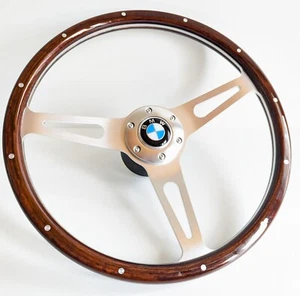 Steering Wheel fits for BMW Wood Chrome Vintage E3 E9 E12 E21 E23 E24 1976-1984 - Picture 1 of 16