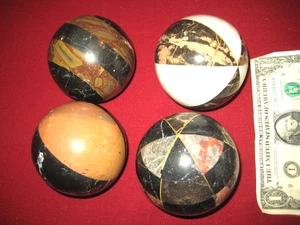 Set 4 Streifenmuster Marmor Stein Kugeln Kugeln 3" Durchmesser schwer - Bild 1 von 14