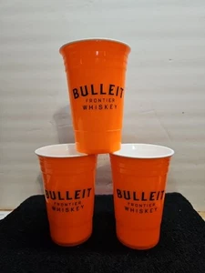 Bulleit Bourbon Distilling Co Hard Plastic Orange Drink Glasses Set Of 3 (BB) - Picture 1 of 11