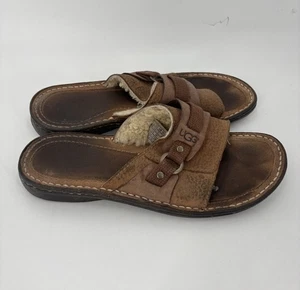 UGG Sherpa gefütterte Sandalen Damen 8 braun Logo offene Zehenpartie Leder Pantoletten Pantoletten - Bild 1 von 15