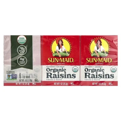 California Sun-Dried Organic Raisins, 6 Boxes, 1 oz (28.3 g) Each - Image 1 of 3