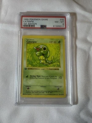 Caterpie, 1st Edition Base Set, 45/102, Pokémon, WOTC 1999, (PSA 8) - Image 1 of 2