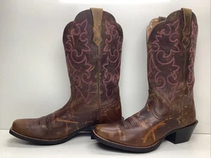 WOMENS ARIAT 4 LR COWBOY SQUARE TOE DARK BROWN BOOTS SIZE 8.5 B - Imagen 1 de 12