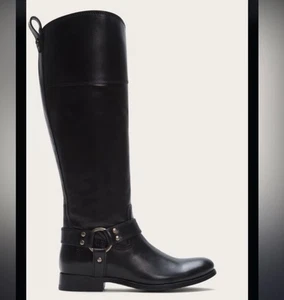 Frye Melissa Harness hohe schwarze Damen-Lederreitstiefel Größe 9B ext calf - Bild 1 von 8