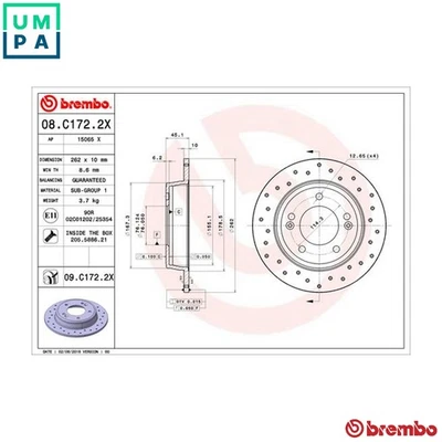 2x BRAKE DISC 08.C172.2X FOR HYUNDAI FLUIDIC/ELANTRA VELOSTER KONA CRETA/SUV - Image 1 of 4