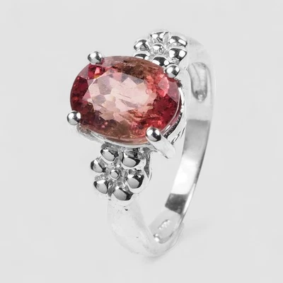 Sunset Pink Tourmaline Rare 2.10Ct 925 Sterling Silver White Gold Handmade Rings - Image 1 of 4