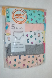 Girls Panties 5 PAIR BRIEFS Peach Mint Gray RAINBOW CROWN STAR Solids SIZE 4 - Picture 1 of 1