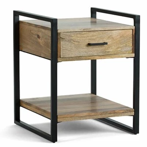 Riverside Solid Mango Wood End Table in Natural - Picture 1 of 7