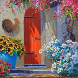 Blumenfliese Backsplash Mikki Senkarik Kunst Keramik Wandbild MSA177 - Bild 1 von 7