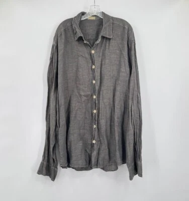 Top túnica CP Shades para mujer gris lino ligero manga larga botón talla XL Foto 1 de 4