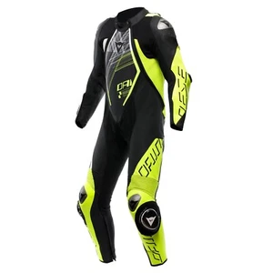 Dainese Audax D-Zip 1-Teiler Lederkombi Perf. Sw/Gelb/ Weiss 52 Sport/Racing - Picture 1 of 2