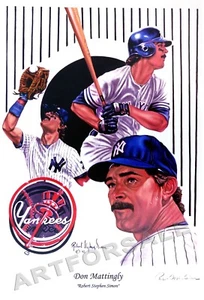 Litografía Don Mattingly New York Yankees 11 x 17 de Robert Stephen Simon - Imagen 1 de 4