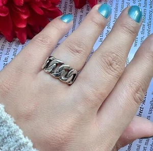 Anillo destacado de plata, regalo del Día de la Madre, anillo delgado, anillo de huesos, anillo grueso, - Imagen 1 de 6