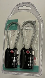 ZHEGE TSA Approved Luggage Locks, 2 Pack, 3 Digit Cable Travel Padlocks - Black - Picture 1 of 2