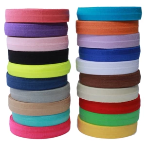 Solid Color Sewing Fold over Elastic Stretch FOE and Foldover FOE Trim Elastic R - Picture 1 of 9