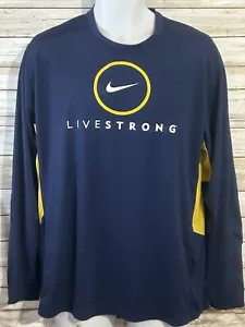 Nike Livestrong Shirt Herren Large Blau Dri Fit Langarmshirt Radfahren Gym J134 - Bild 1 von 3