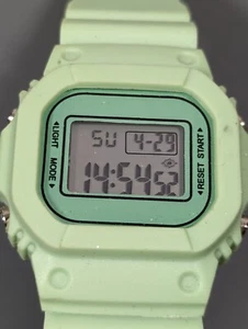 Womans Digital Day Date Alarm Timer Green Silicone Band Watch - Picture 1 of 10