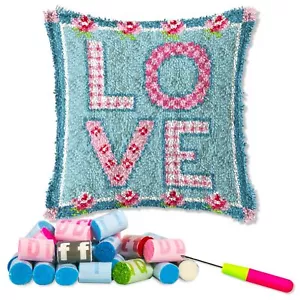 LAPATAIN Latch Hook Kits for DIY Throw Pillow CoverLOVE Needlework Cushion Co... - Picture 1 of 6