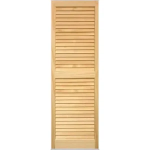 Louvered Shutters Pair 15 X 71 Inch Unfinished Pine Wooden Exterior Paintable - Picture 1 of 5