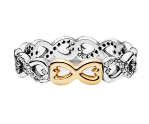 Pandora Plata de Ley y 14K Anillo de Amor Infinito 190948CZ 54/7 - Imagen 1 de 8