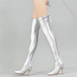 1/6 custom figure female shoes for phicen jiaou doll kumik hot toys silver - Picture 1 of 1