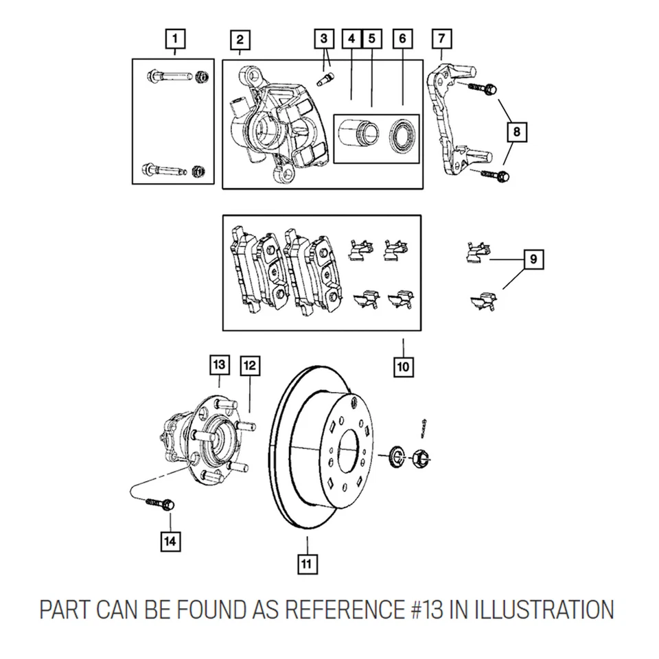 Conjunto de buje y cojinete de freno trasero Mopar genuino OEM para Chrysler Dodge Jeep Foto 1 de 1