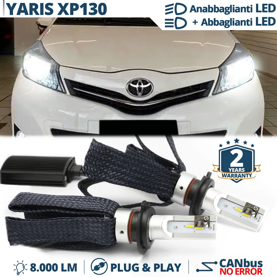Kit LED H4 per TOYOTA YARIS XP130 2011-14 Luci Anabbaglianti +Abbaglianti 8000LM - Immagine 1 di 4