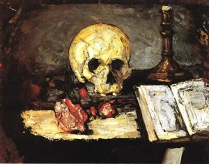 Print or Canvas- Still life with skull candle and book by Paul Cézanne - Picture 1 of 1