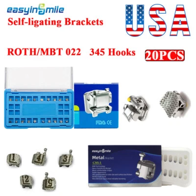 Brackets de ortodoncia dental autoligables MIM brackets metálicos MBT/Roth 022 345 ganchos - Imagen 1 de 4