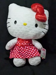Sanrio Hello Kitty Quilted Red Bow & Dress Pink Hearts 13" Stuffed Plush NWT - Picture 1 of 6