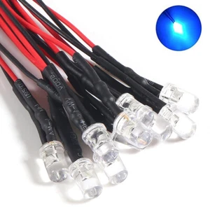For HO 1:87 Aurora AFX SLOT CAR 3mm Grain LED Bulbs & Leads Blue 12V, Pack of 10 - Picture 1 of 10