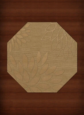 Yellow Transitional Hand Hooked Leaves Petals Outline Area Rug Floral DV17 - Image 1 of 2