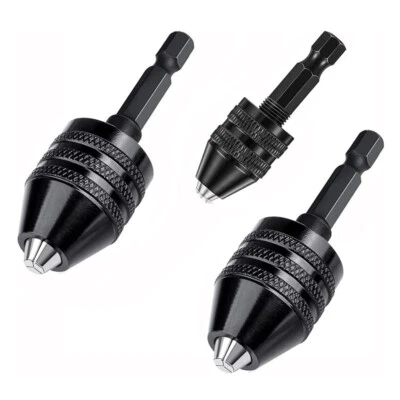 Broca sin llave de 3 piezas de vástago hexagonal de 1/4 pulgada conversión de portabrocas sin llave Foto 1 de 4