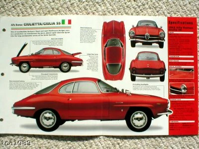 1961 / 1962 / 1963 / 1964 / 1965 ALFA ROMEO GIULIETTA / GIULIA SS IMP Folleto Foto 1 de 2