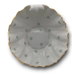 Royal Limoges Frankreich weiß Blumen Gold gewellter Rand Muschel Schmuck Seifenschale - Bild 1 von 13